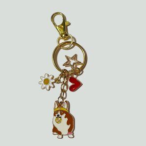 Tennis Adorable Corgi Enamel Keychain with Charms NWT